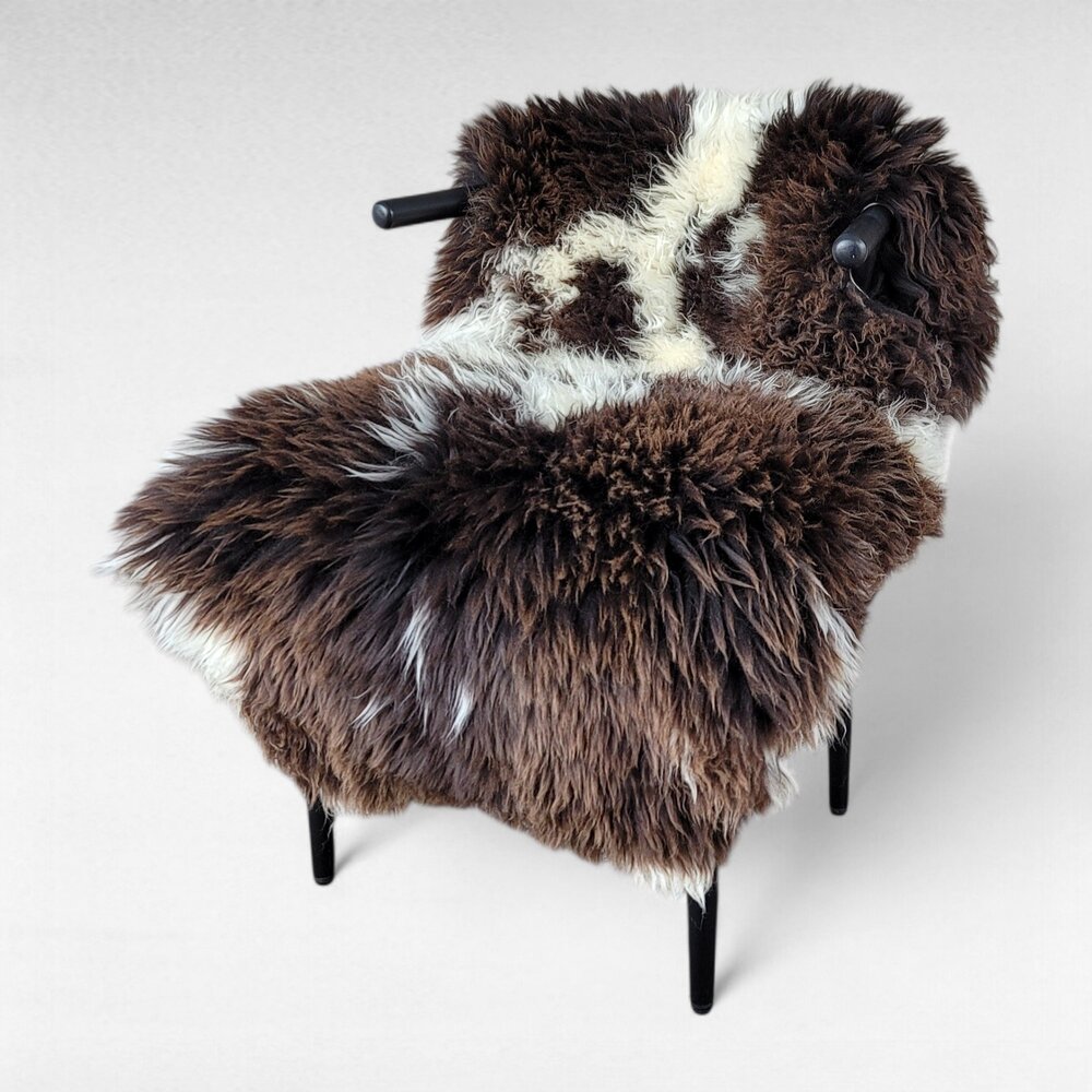 XXL Thick Lofty Natural Brown Cream Spots Sheepskin Rug 48" x 30"